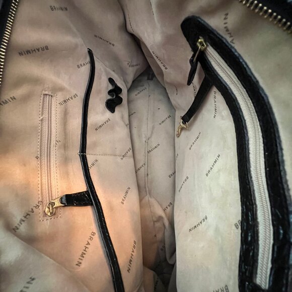 Brahmin Melbourne Asher Croc Embossed Zip Leather Shoulder Tote EUC - Picture 6 of 7